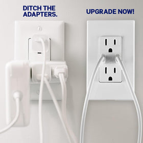 Leviton T5635-W in-wall installation demonstrates clutter-free outlet upgrade.