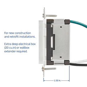 Leviton T5635-W overcurrent protection helps safeguard devices.