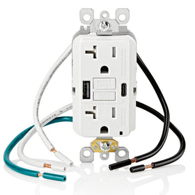 Leviton tamper-resistant shutters protect the GFCI outlet during use.