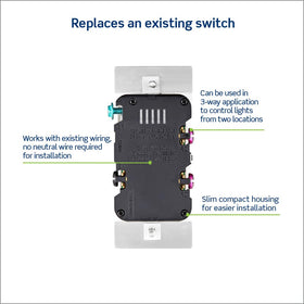 Leviton toggle slide dimmer bar illustrating precise dimming control.