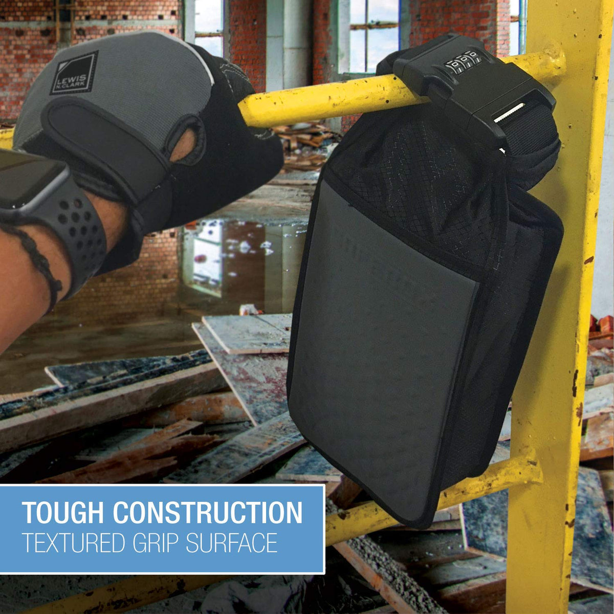 Medium Lewis N. Clark Safebox stores a tablet securely during travels.