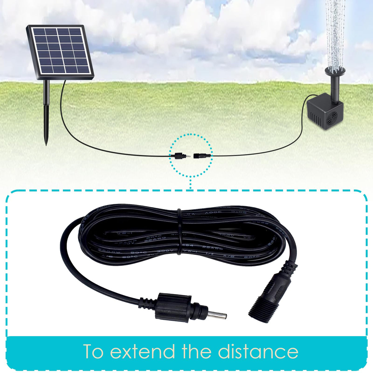 Lewisia 10 ft extension cord for irrigation kit boosts setup flexibility.