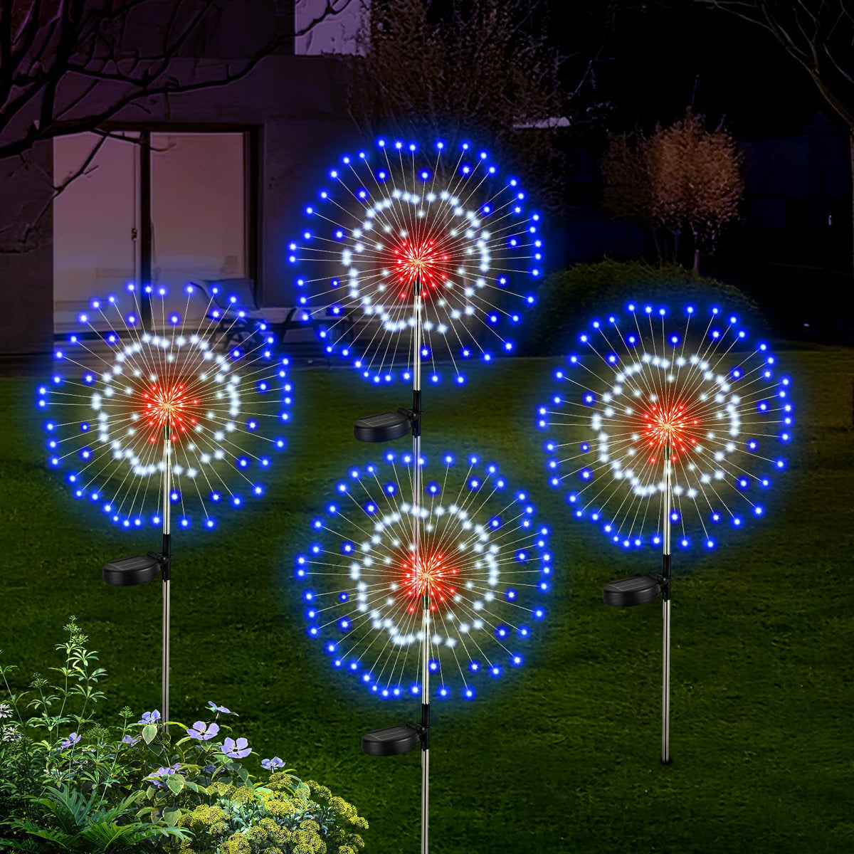 Lewondr firework solar garden light with 120 LEDs for vivid backyard glow