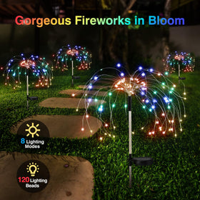 Lewondr Firework Solar Garden Light demonstrates eight modes for outdoor ambiance
