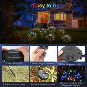 Lewondr Firework Solar Garden Light ground stake assembly for quick setup