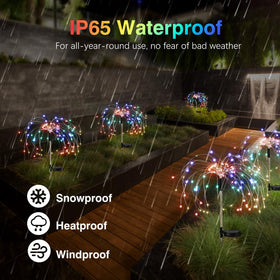 Lewondr Firework Solar Garden Light IP65 waterproof for all-weather outdoor use