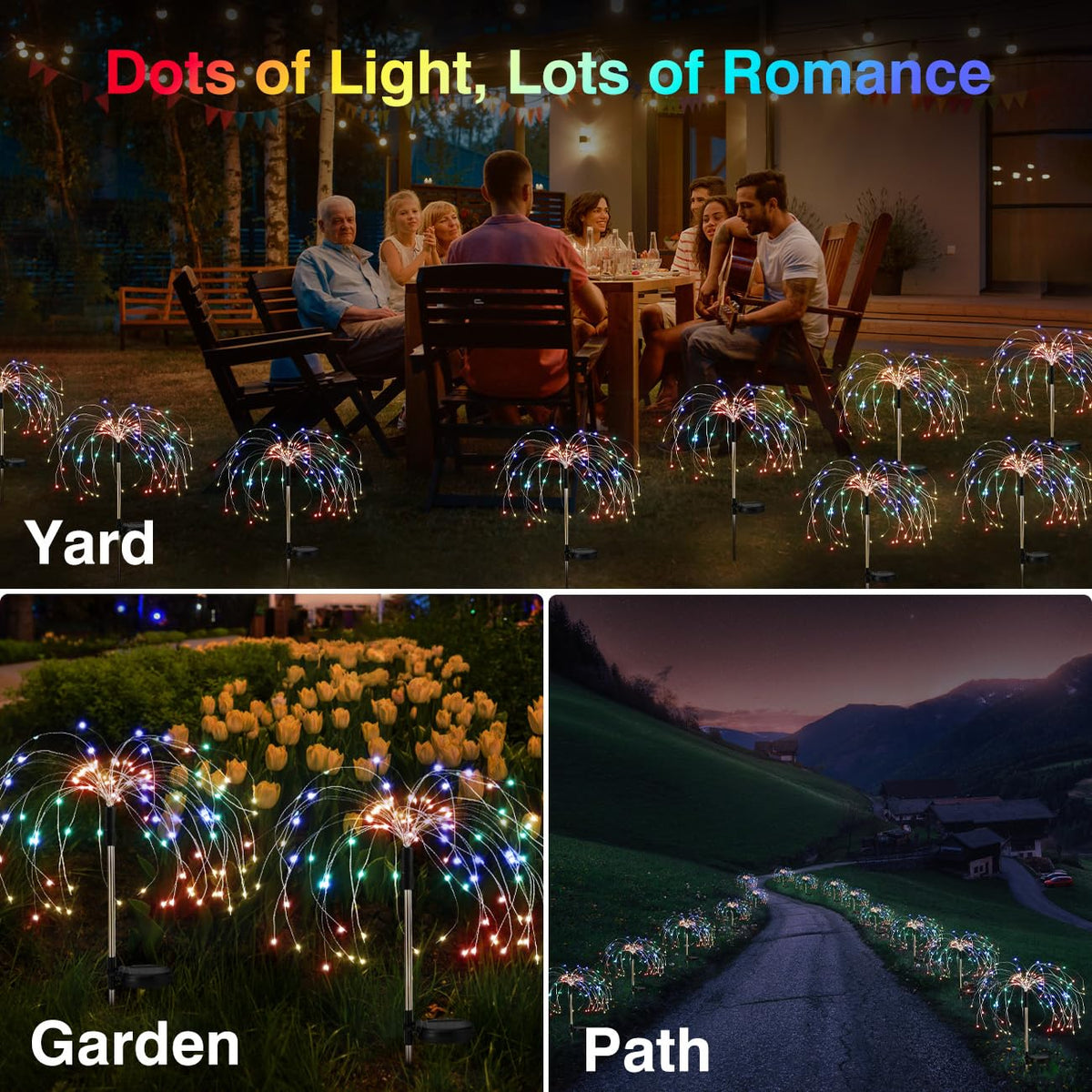 Lewondr Firework Solar Garden Light creates night ambience along walkways