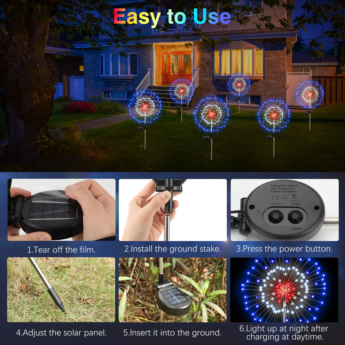 Red blue and white LEDs from Lewondr create patriotic outdoor accents