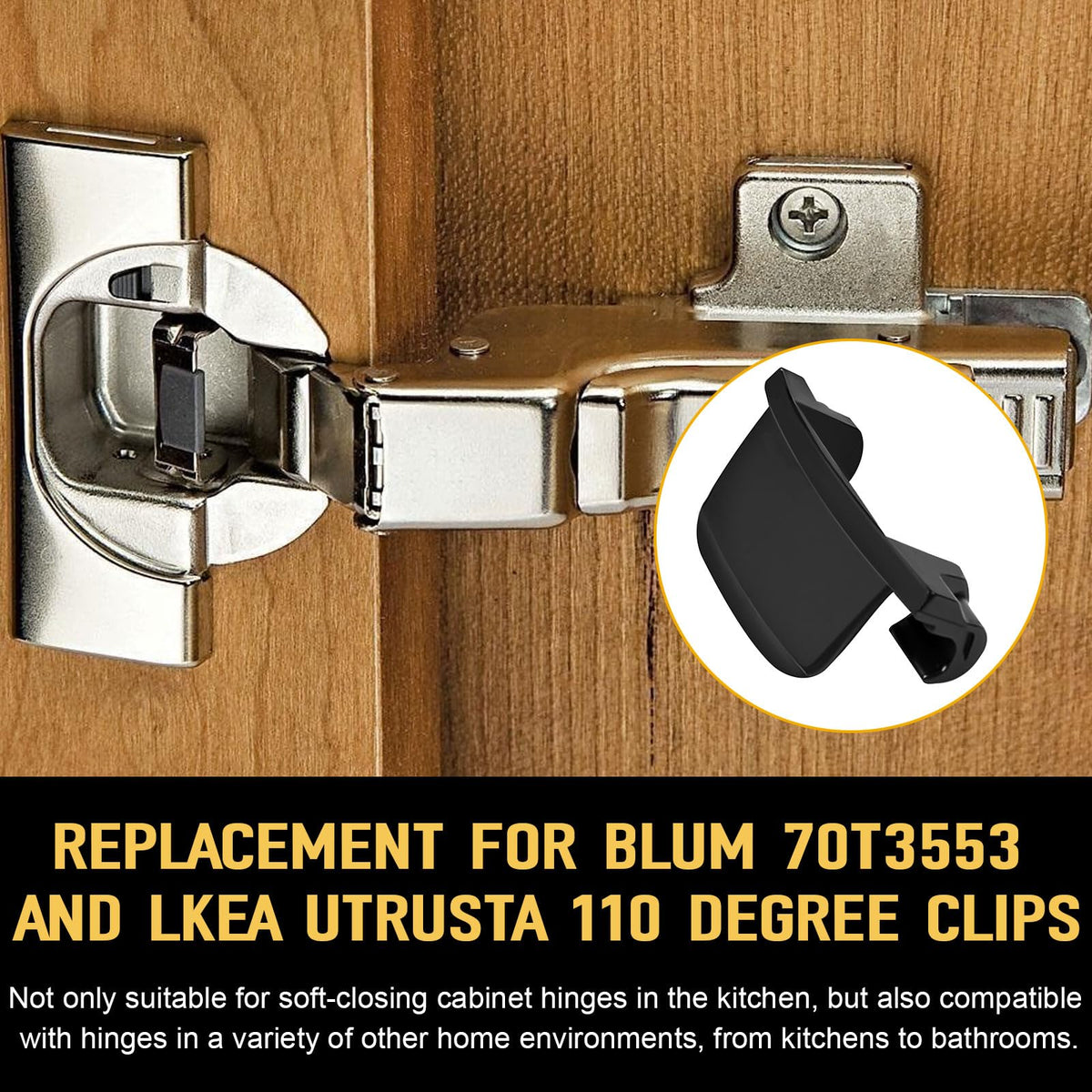 LEWEREST 86–110° clip protects walls and adjacent cabinets