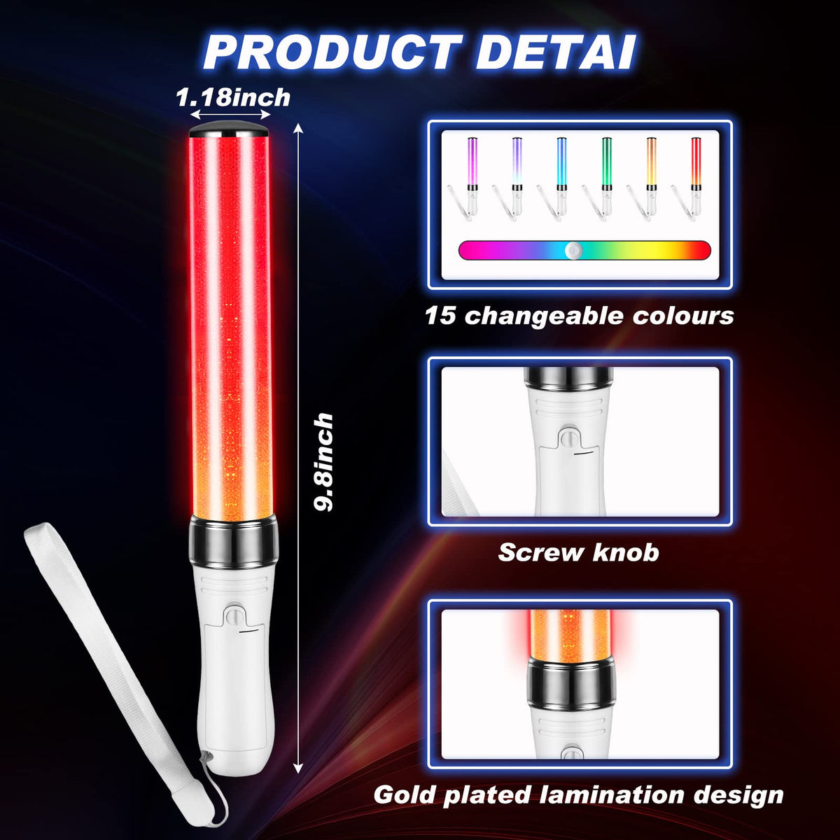 Lewtemi LED glow stick showing accessible battery compartment for quick setup