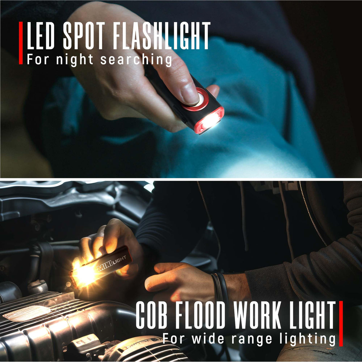 Lexall 2-pack flashlight clip-magnet enables hands-free mounting on metal surfaces.