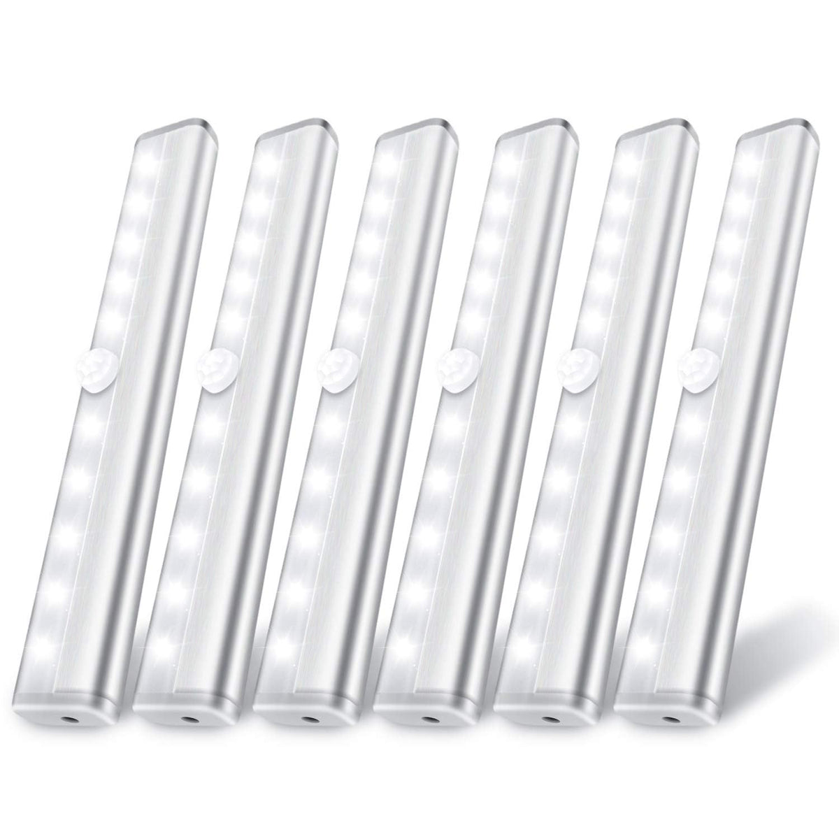 Lexall 6-pack motion sensor lights illuminate dark closets without wiring.