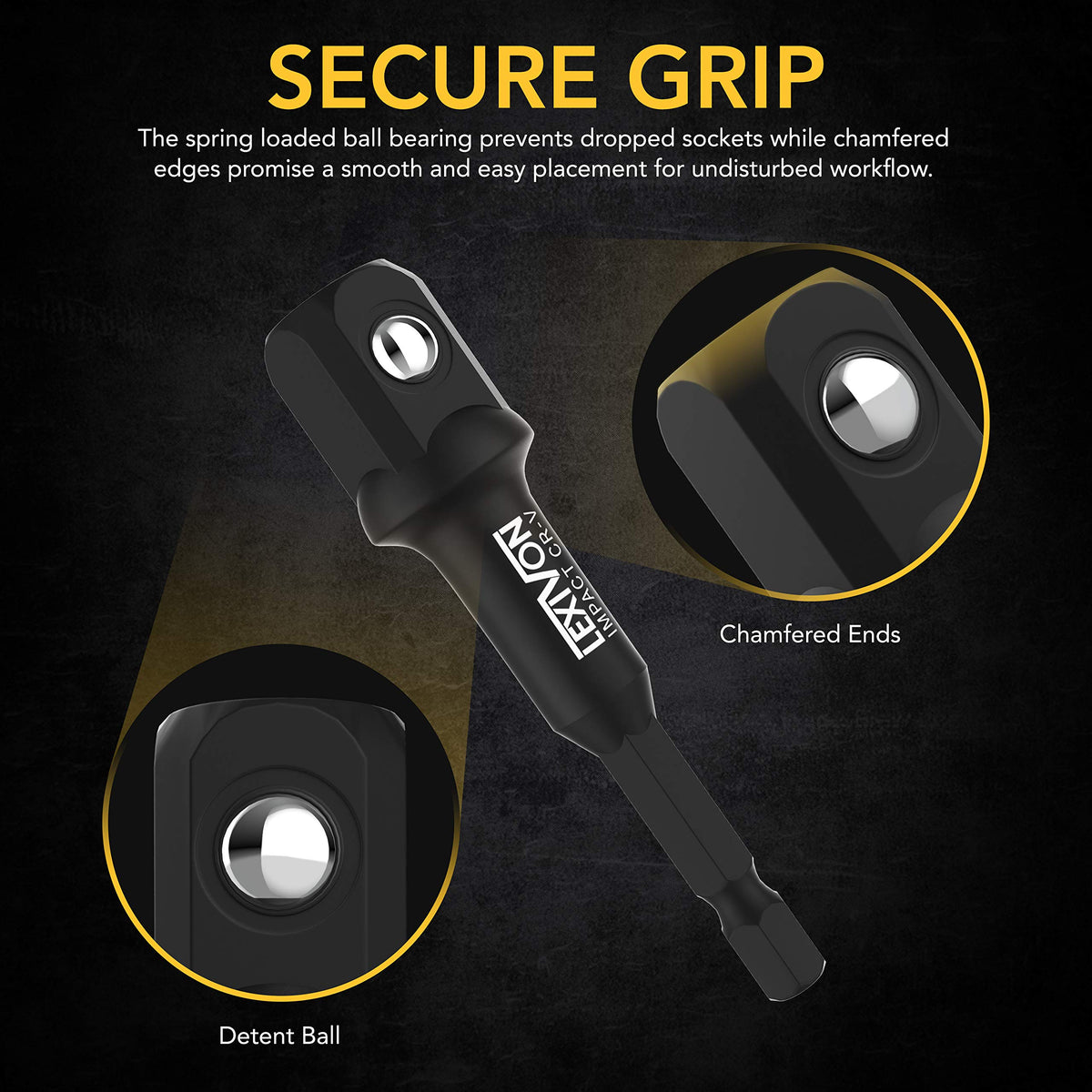 LEXIVON 6-inch extension bar extends reach for high-torque tasks.