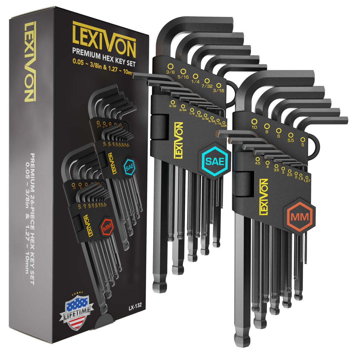 LEXIVON Allen Wrenches LX-132 set in case for quick access and organized storage