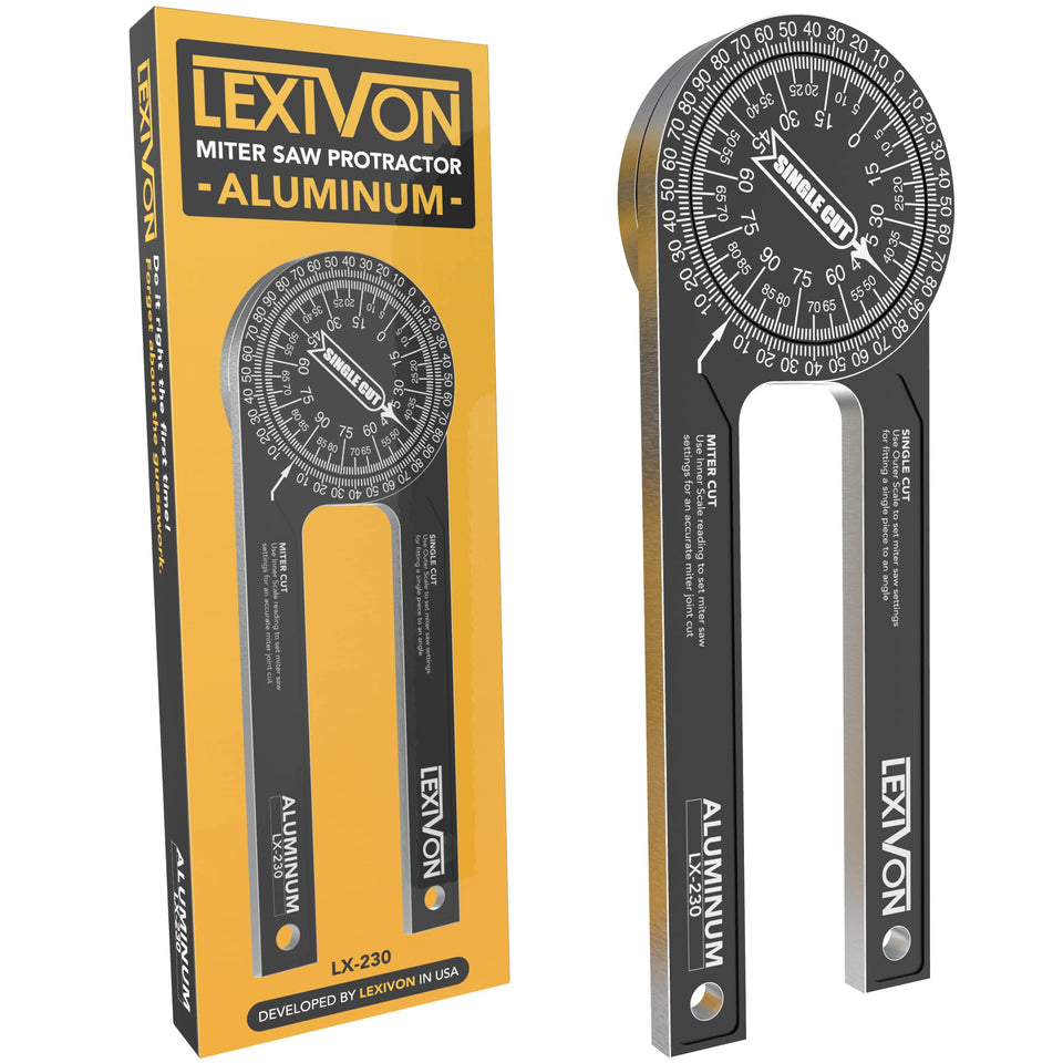 LEXIVON LX-230 front view showing durable aluminum protractor for precise miters