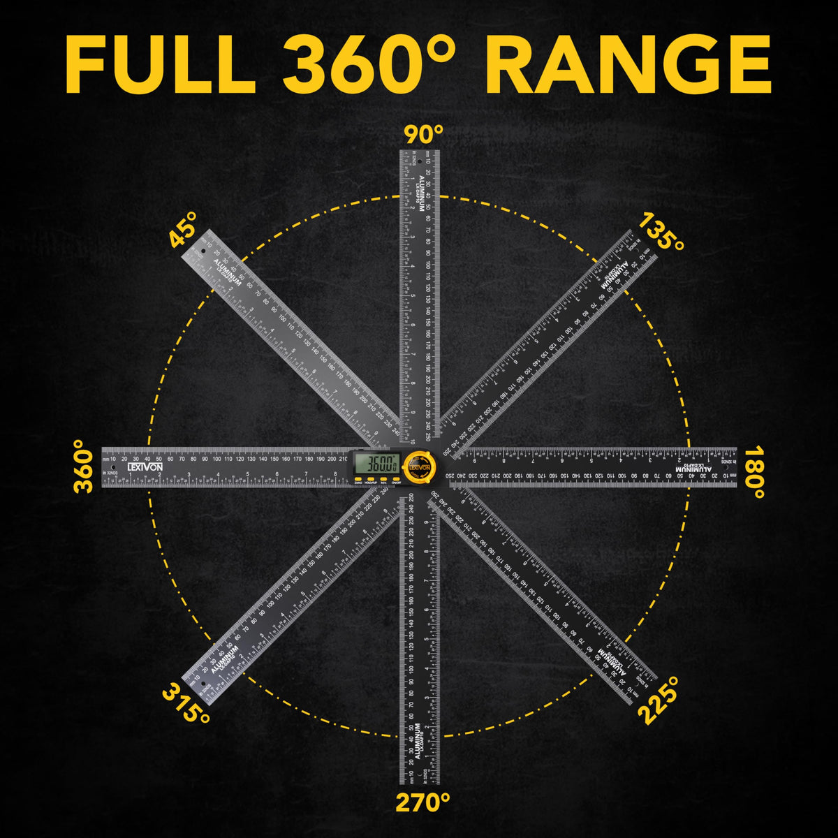 LEXIVON digital angle finder inside angle reading for cabinetry joints