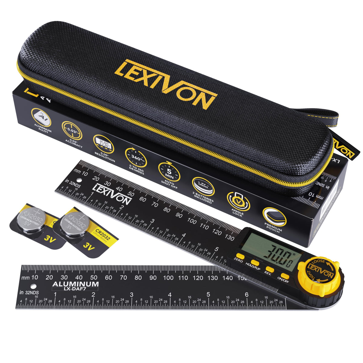 LEXIVON digital angle finder with XL display for easy readings