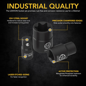 LEXIVON E-TORX adapters 3-8 to 1-4—easy drive changes for versatility.