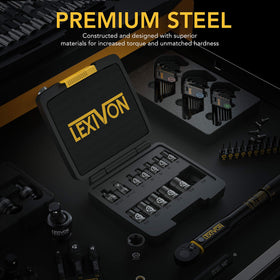 LEXIVON E-TORX sockets E4-E8 sizes—precise fit for small fasteners.