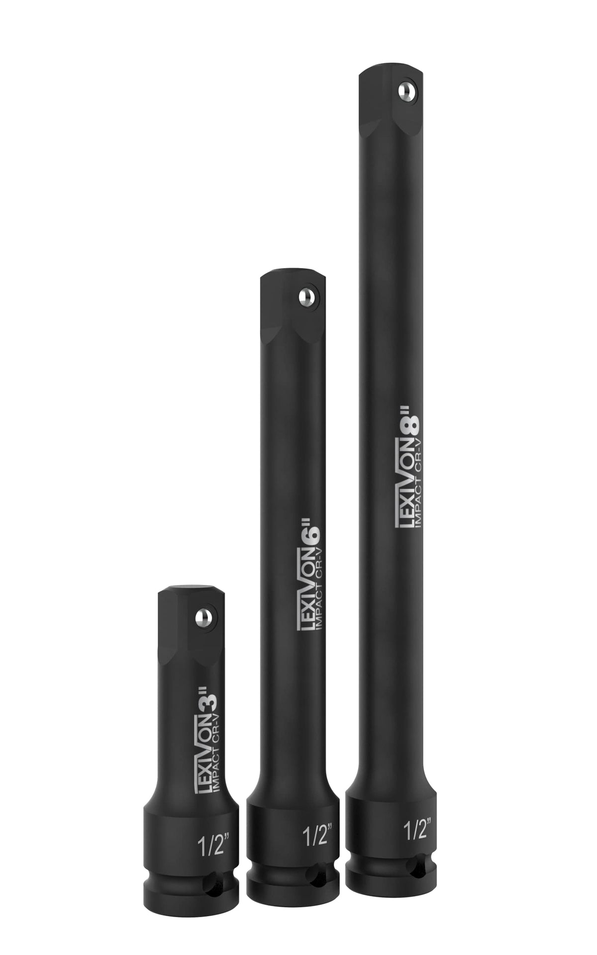 LEXIVON extension bar close-up showing spring-loaded detent for secure fit