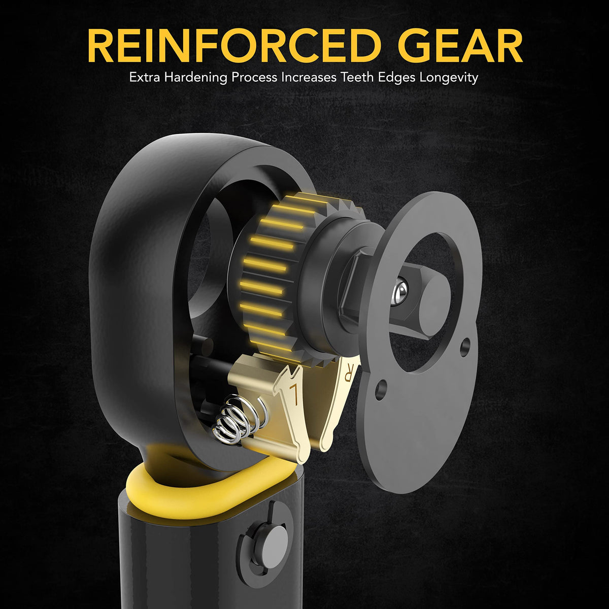 LEXIVON heat-treated ratchet head ensures durability under tough use.