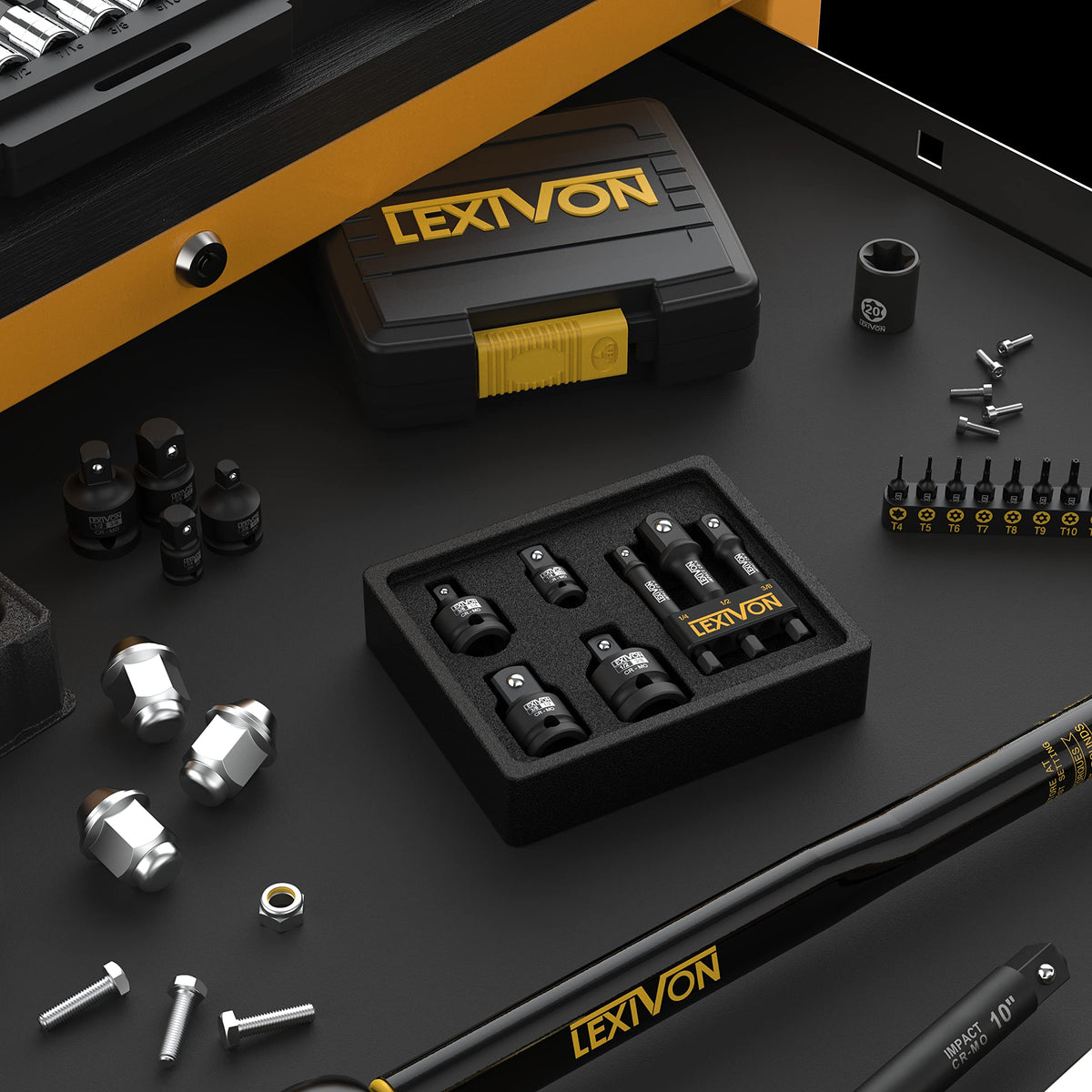 LEXIVON 1/2-to-3/8 impact adapter for reduced fatigue and steady operation