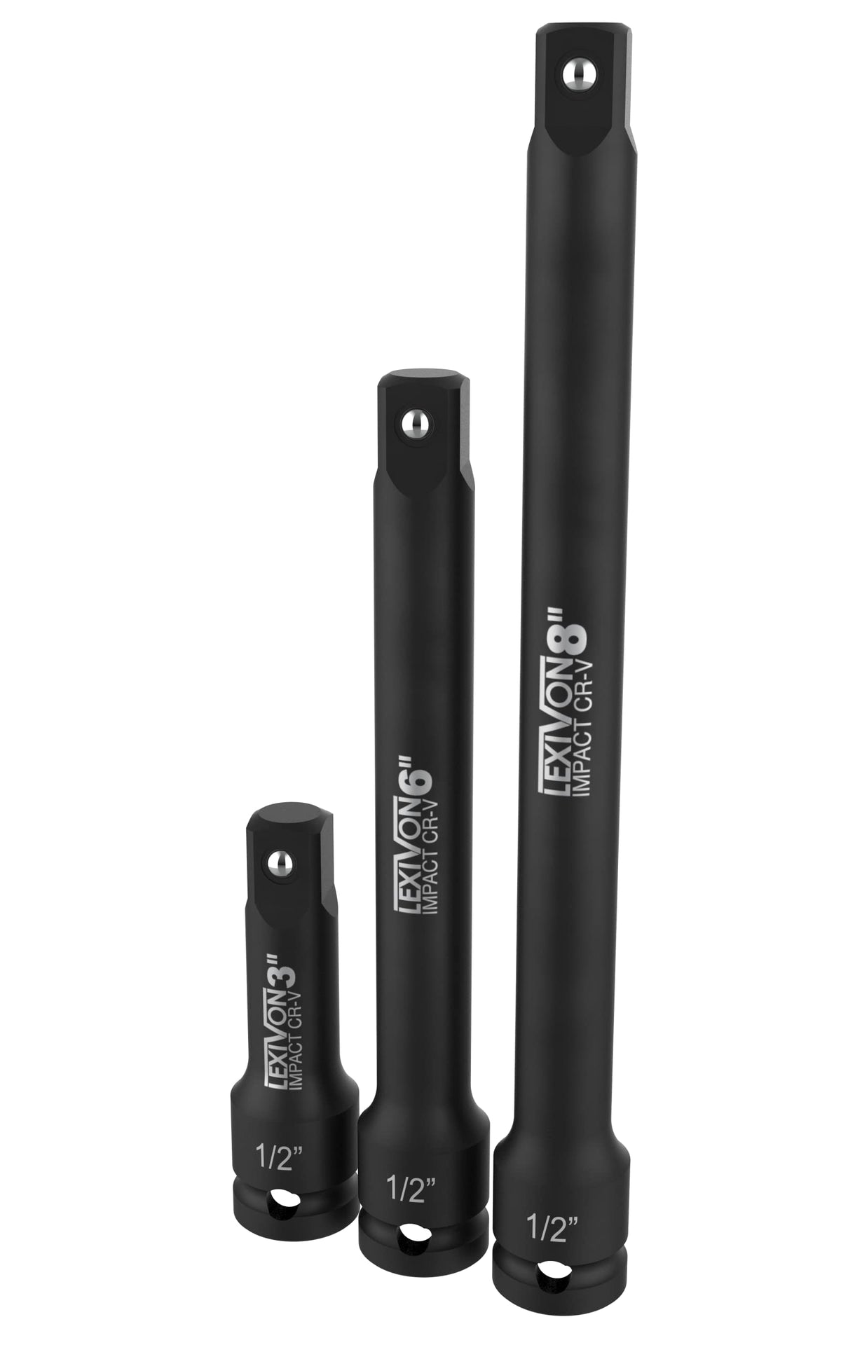 LEXIVON 1/2-inch extension bars in organized tray for easy access in tight spaces