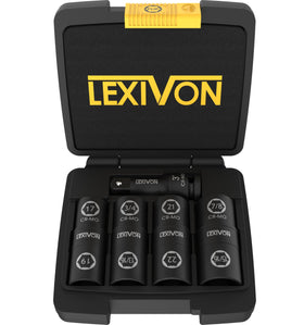LEXIVON lug nut impact socket set front view showing compact, durable design for tough tasks