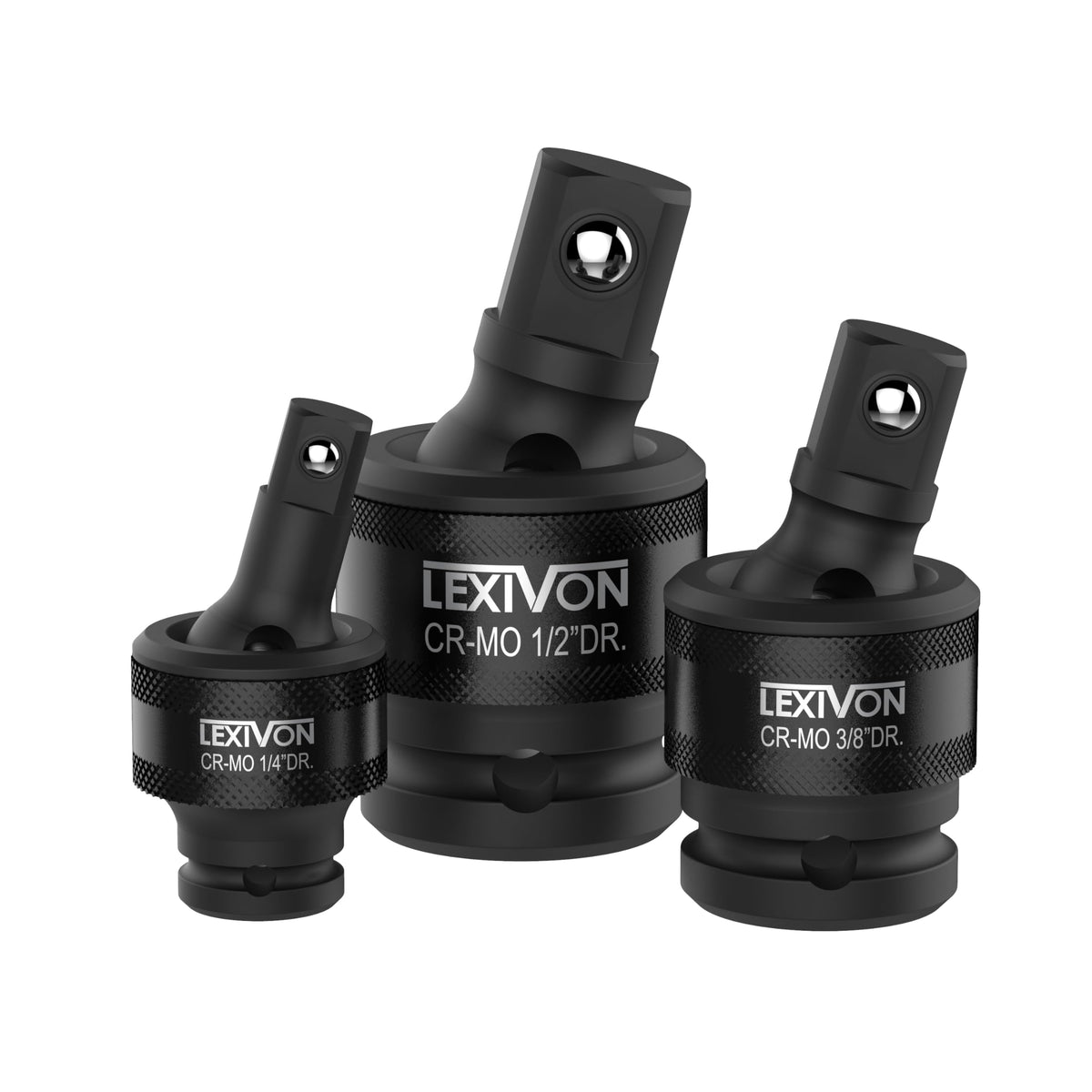 LEXIVON premium impact joint socket set in 1/2 inch reaches tight spots with 360-degree rotation
