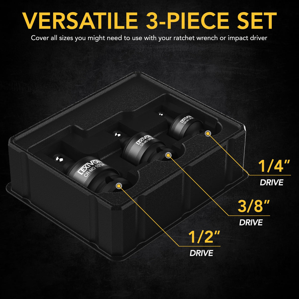 LEXIVON premium impact joint socket set in 1/4 inch ideal for compact spaces