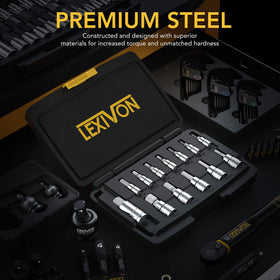 LEXIVON SAE hex bits drop-forged closeup demonstrates rugged durability for repeated tasks