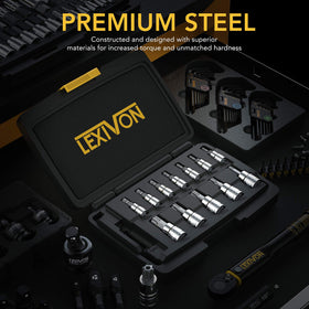 LEXIVON tamper-proof torx bit socket T10H in quarter-drive for versatile quick-turn torque