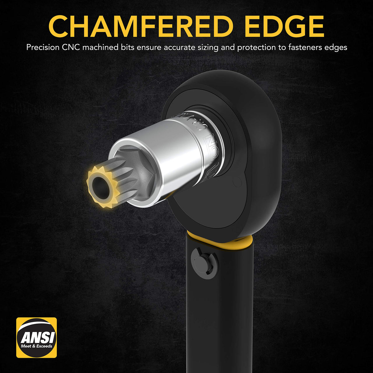 LEXIVON chrome-vanadium sockets resist rust with mirror polish.
