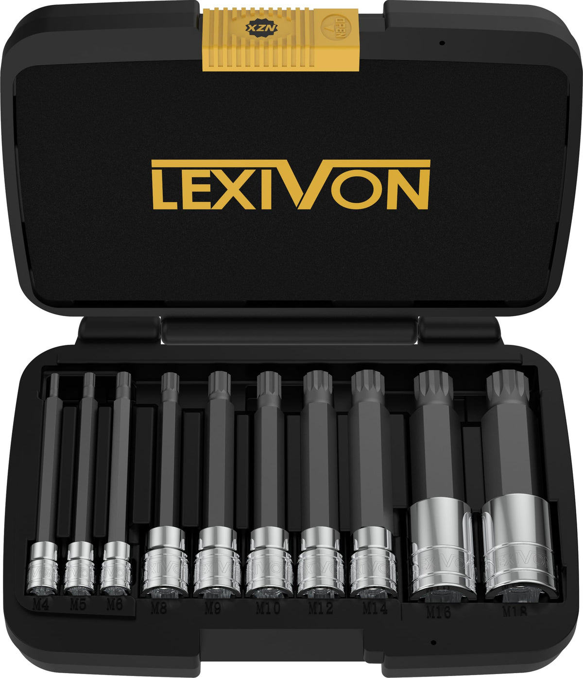 LEXIVON XZN extra-long bits set for hard-to-reach areas.