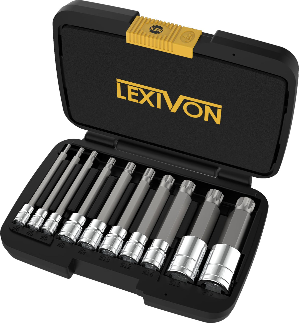 LEXIVON XZN chrome-vanadium sockets for strong torque and reliable fit.