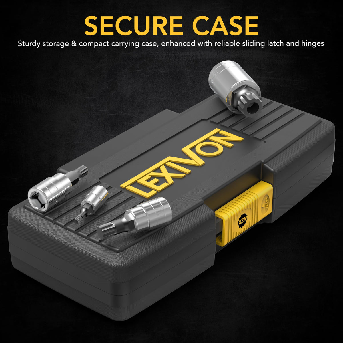 LEXIVON XZN M14–M18 sockets with tamper-proof design.