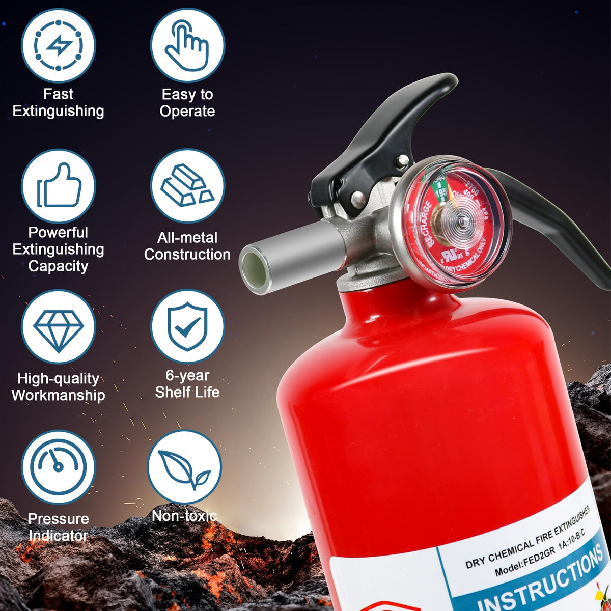 Leyanny 2.5 lb dry powder extinguisher ideal for cars and boats