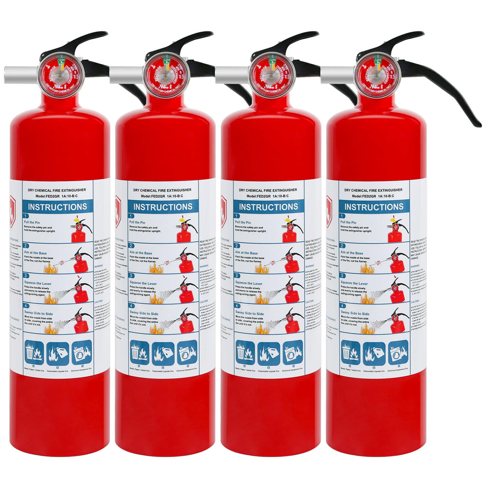 Leyanny 4-pack ABC extinguisher for home use, compact and ready for easy access.