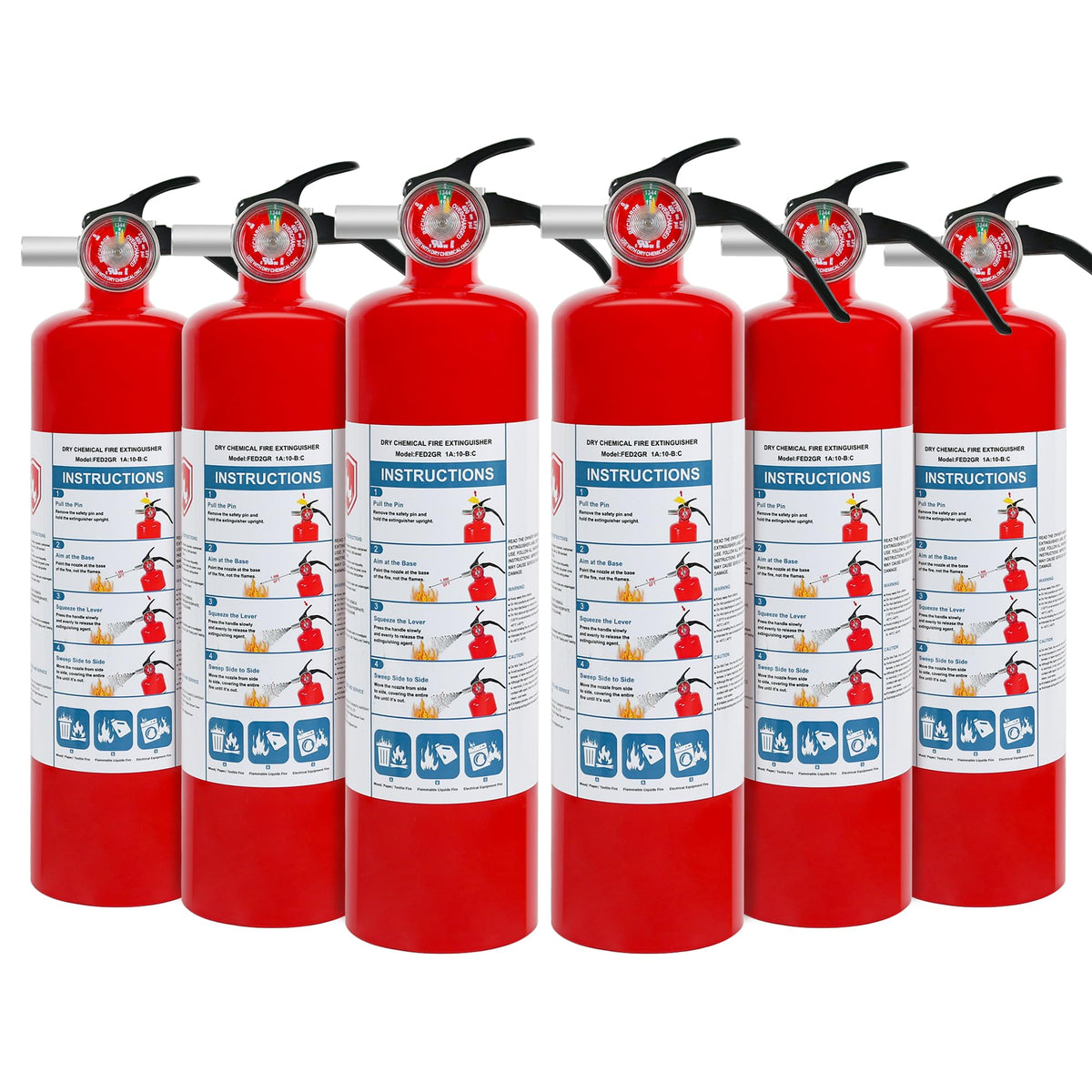 Leyanny 6-pack ABC dry chemical extinguishers for home safety and quick access