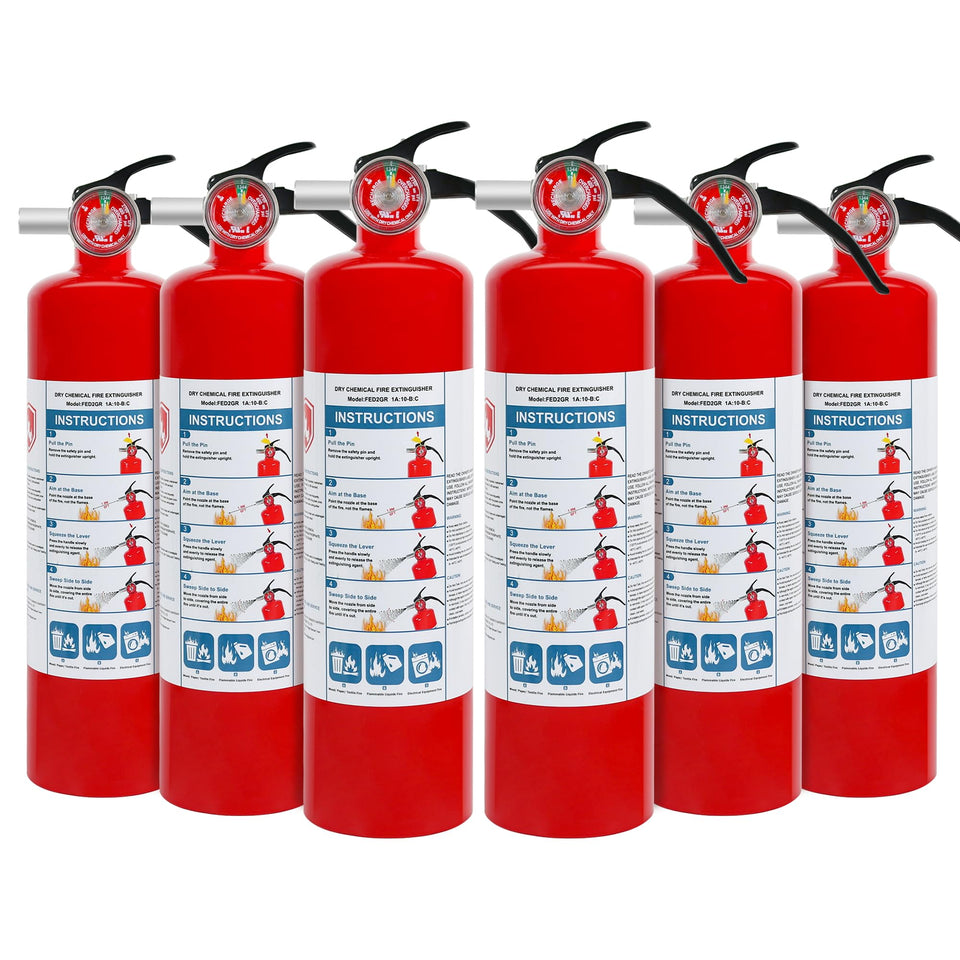 Leyanny 6-pack ABC dry chemical extinguishers for home safety and quick access