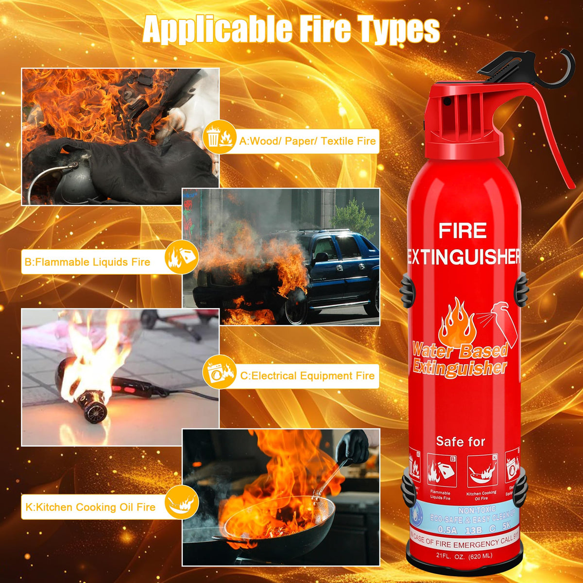 Leyanny kitchen-use extinguisher ready to tackle cooking-area fires