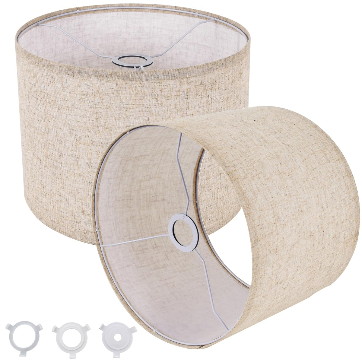 LEYINPEI beige drum lamp shade with equal top and bottom 8.7 inches, versatile for lamps.