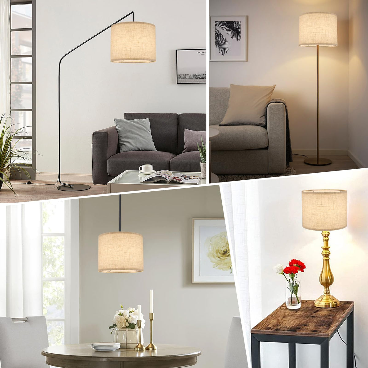 LEYINPEI linen beige shade, easy assembly for quick lamp upgrades.