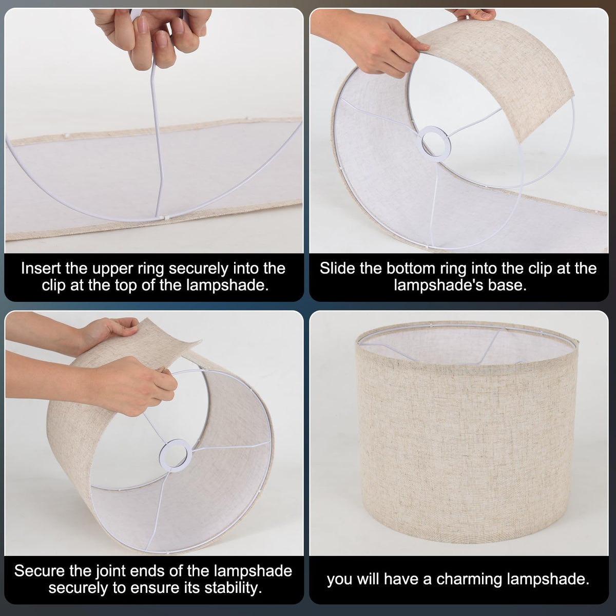 LEYINPEI two-pack beige lampshades adds natural texture to living spaces.