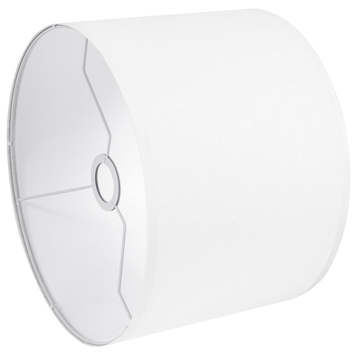 LEYINPEI white linen drum lampshade top view for soft ambient lighting.