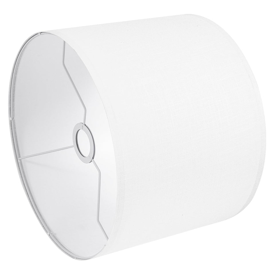 LEYINPEI white linen drum lampshade with top and bottom dimensions for versatile lamp fit.