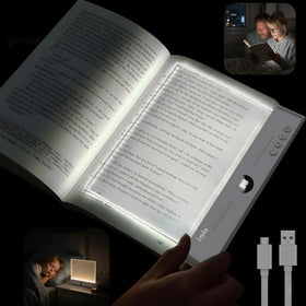 Leylix LED flat book light on page for clear in-bed reading