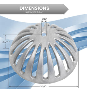 Leyso dome strainer over floor drain demonstrates quick, tool-free installation.