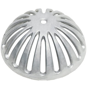 Leyso heavy-duty aluminum dome floor drain cover close-up shows rust-resistant construction.