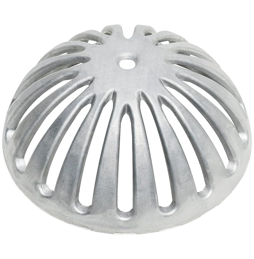 Leyso heavy-duty aluminum dome floor drain cover close-up shows rust-resistant construction.